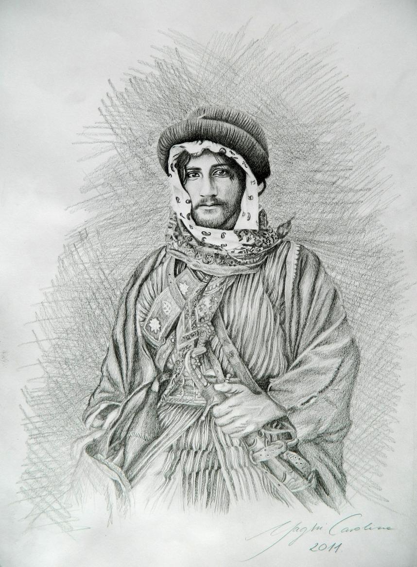 Beduin portré - 1898-1914 körül Jeruzsálem
